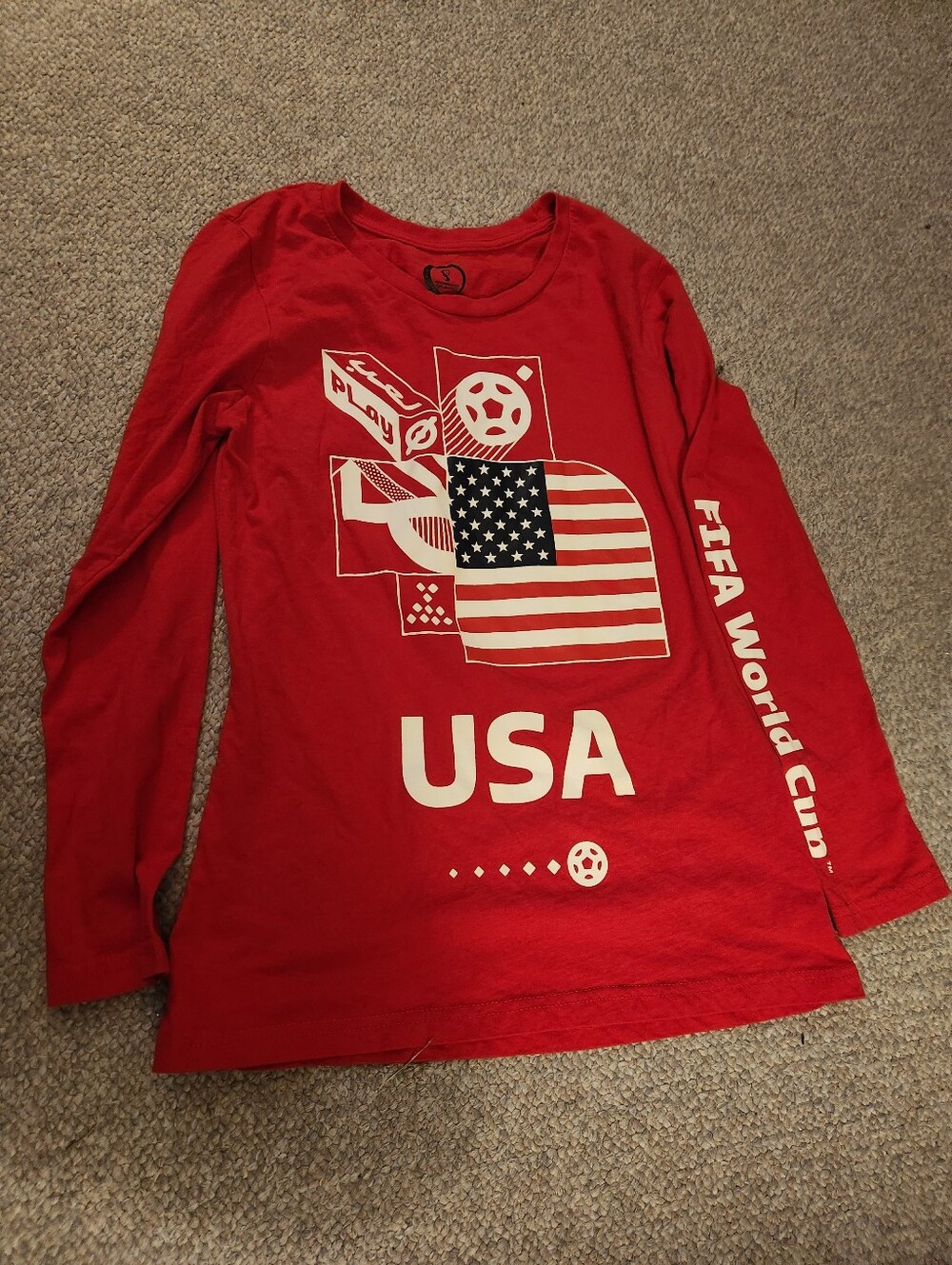 USA Red Long-Sleeve Kids Soccer Tee